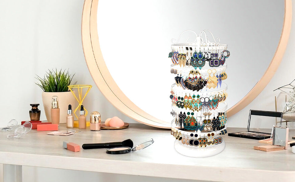 Comprehensive view of 5-tier earring display stand