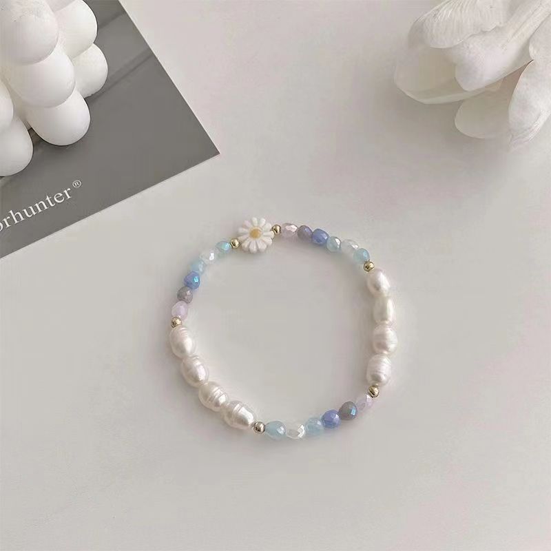 Colourful pearl necklace close-up