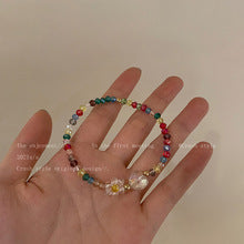 Wearing Vibrant Colour Pearl Necklace