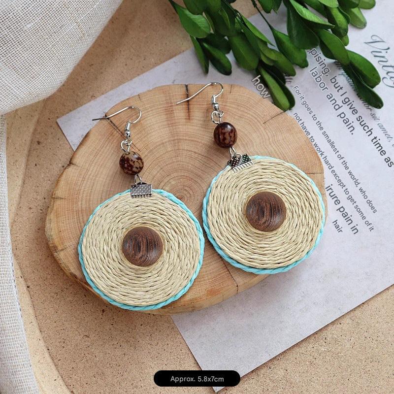 Various handcrafted rattan earring designs