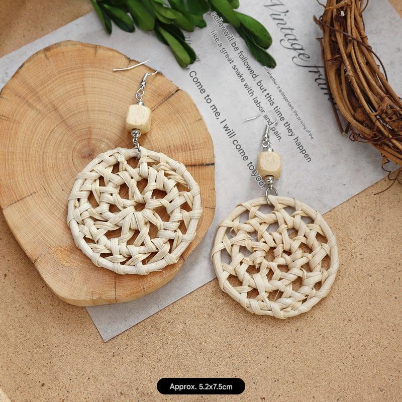 Bohemian Vintage Woven Rattan Earrings Image 1