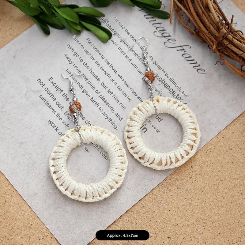 Various handcrafted rattan earring designs
