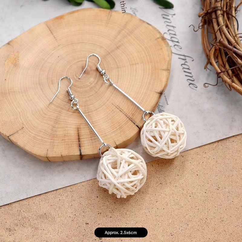 Various handcrafted rattan earring designs