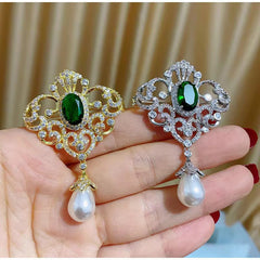Elegant Green Brooch displayed creatively