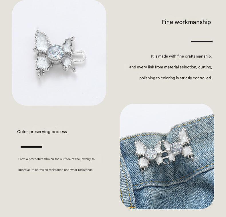 Adjustable Waist Butterfly Buckle with Rhinestones - Detail Image