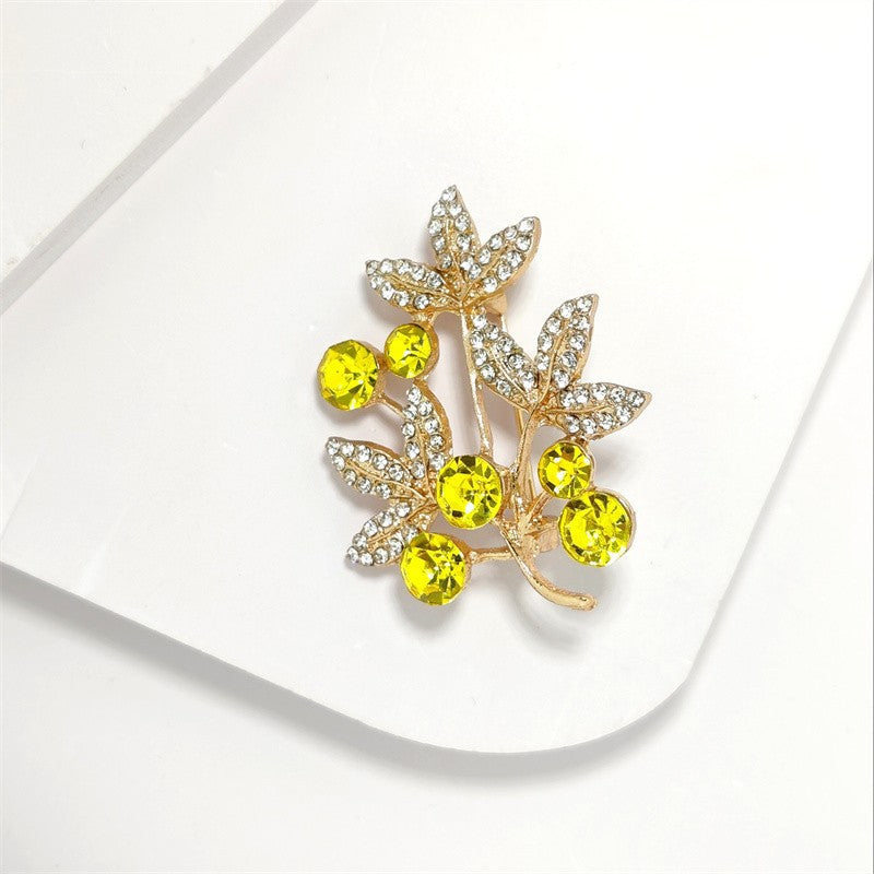 Elegant floral brooch displayed on clothing