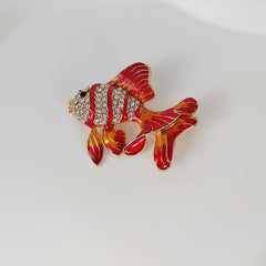 Vibrant red tropical fish brooch