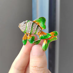 Glamorous Tropical Fish Brooch Pin in green colour