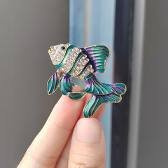 Glamorous Tropical Fish Brooch Pin in blue colour