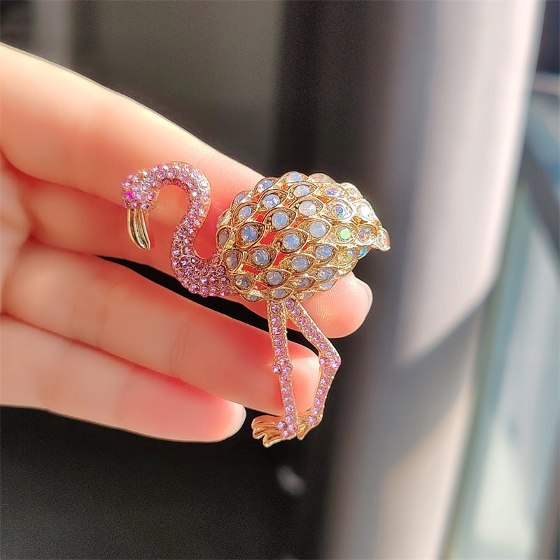 flamingo brooch showcasing rhinestones