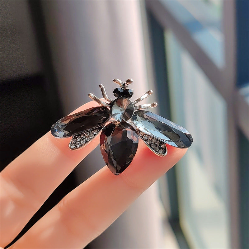 Charming Glass Acrylic Bee Brooch with Rhinestones image 1