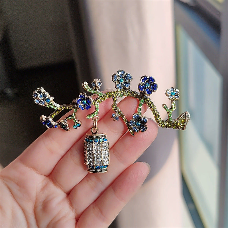 Glamorous floral brooch on display