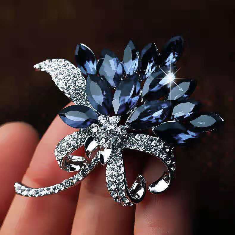 Rhinestone brooch in detailed close-up