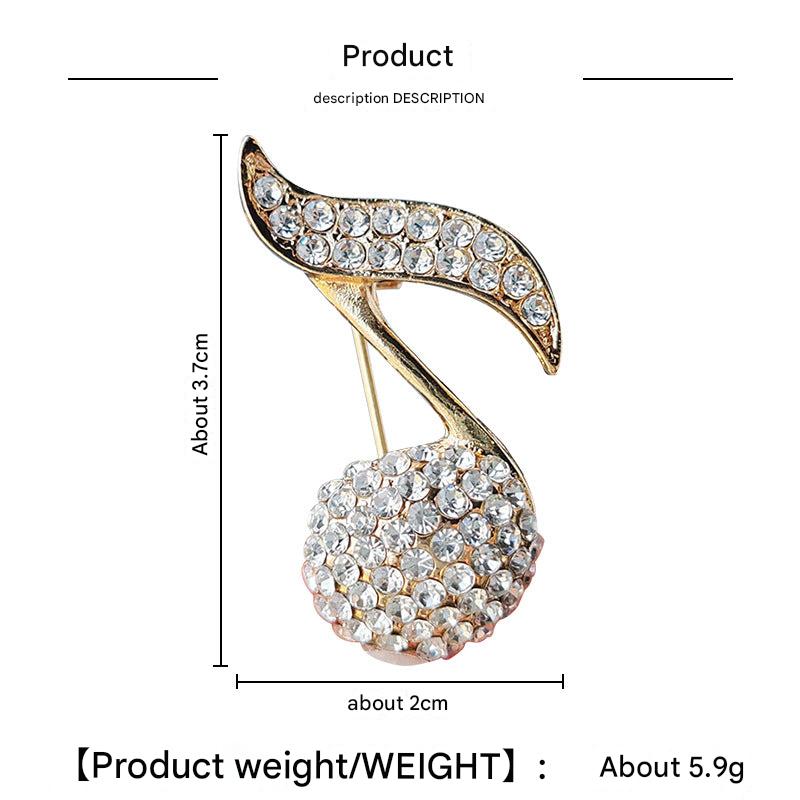 Musical Note Brooch with Heart Design