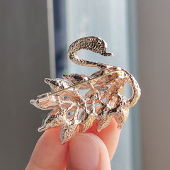 White AB Swan Brooch - Elegant Design