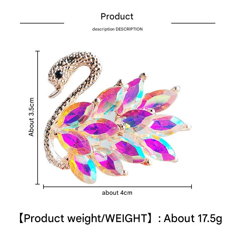 Beautifully Crafted Swan Brooch with Crystals