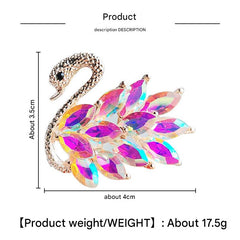 Beautifully Crafted Swan Brooch with Crystals