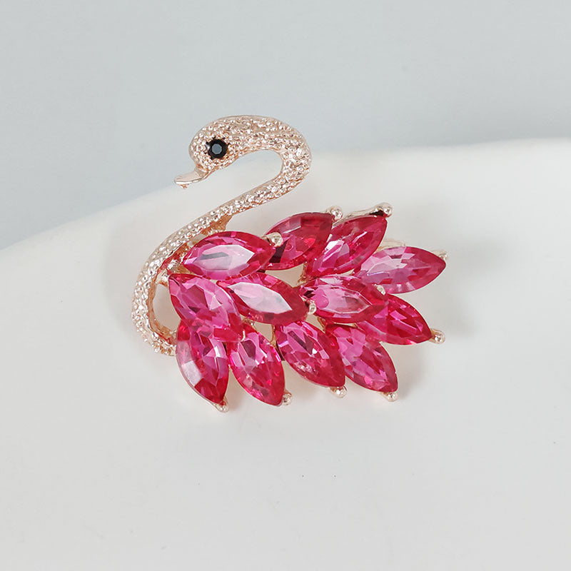 Unique Gift Idea - Swan Brooch with Crystals