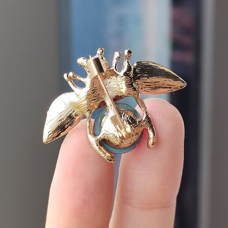 Cute Cartoon Bee Brooch with Gemstones Display Image 1