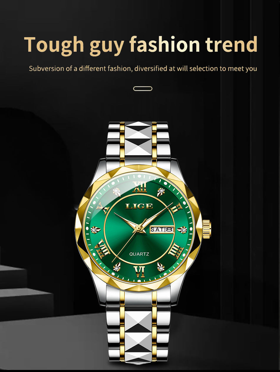 Elegant stainless steel watch with multiple functions