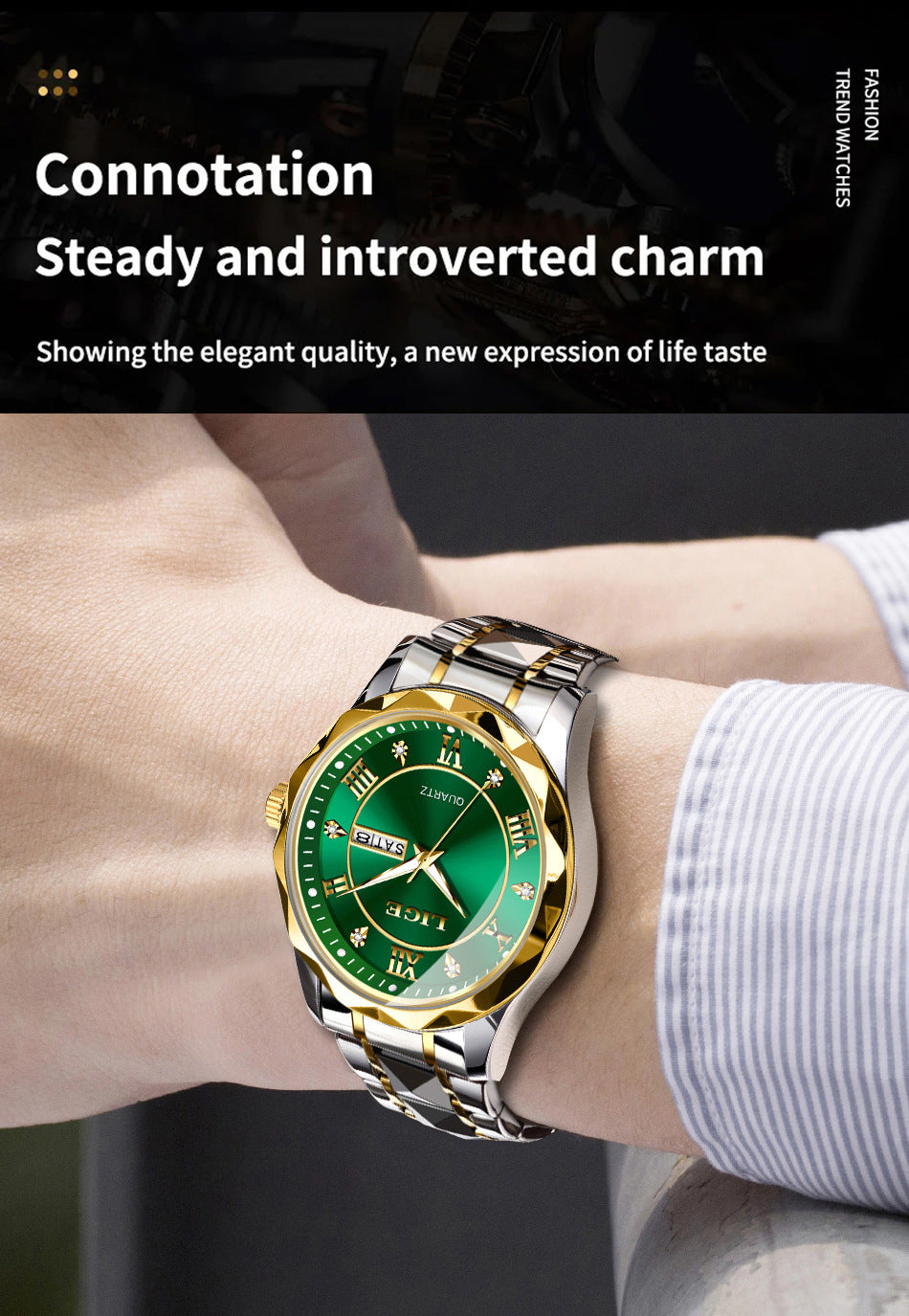 Men's multi-functional watch on white background