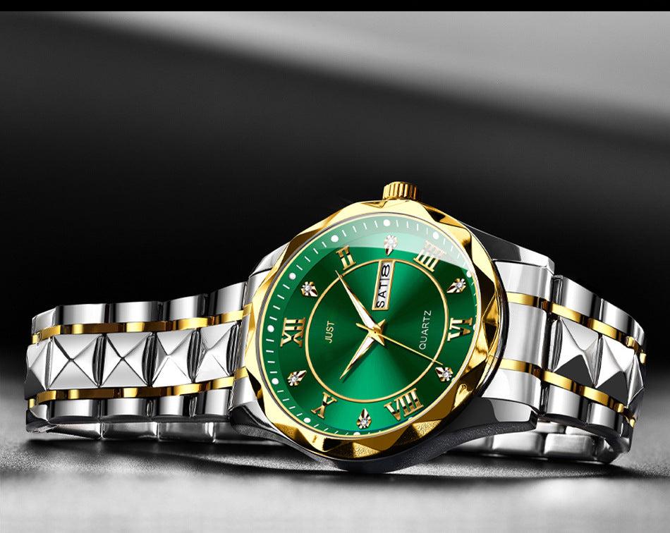 Detailed view of dual calendar feature on watch
