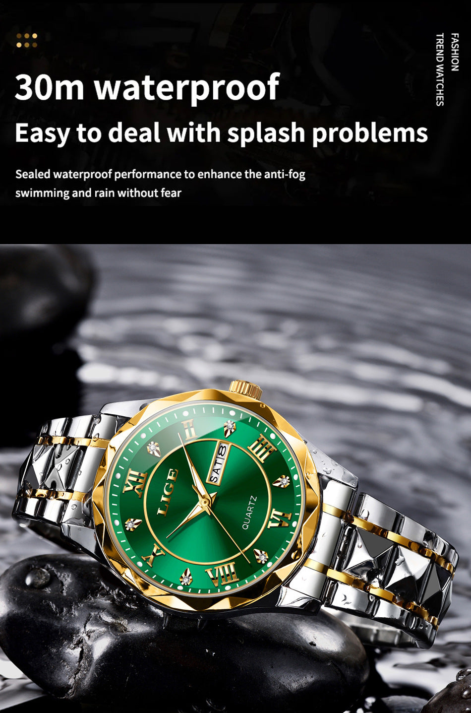 Men's business watch with analog display