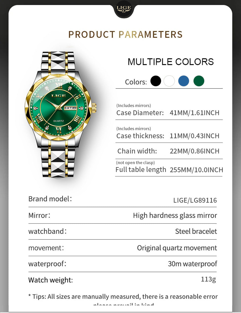 Elegant stainless steel watch with multiple functions