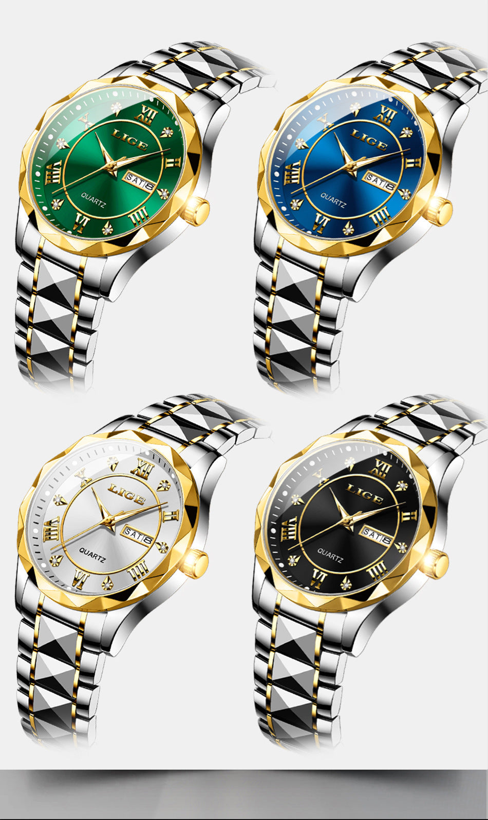 Stylish mens business watch with luminous hands