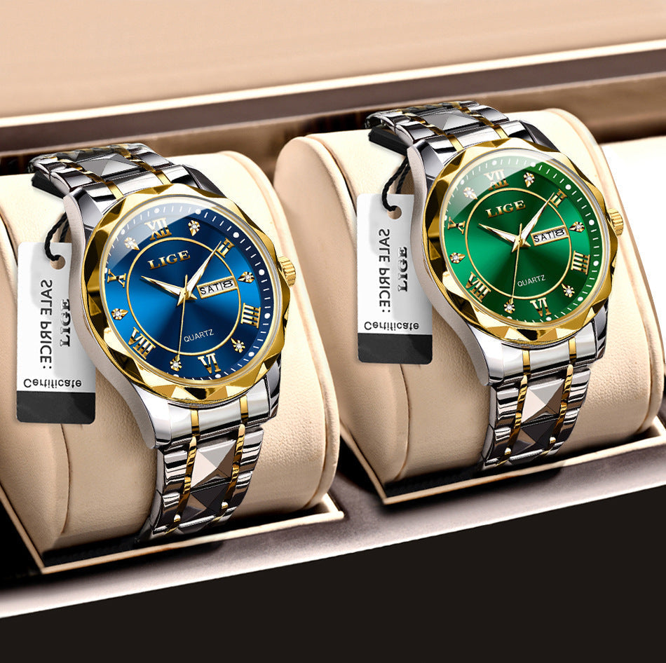 Men's multi-functional watch on white background