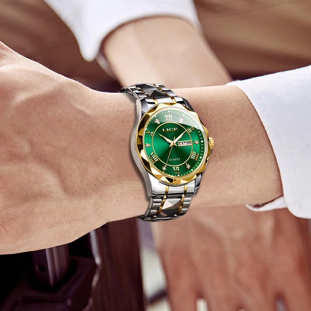 Elegant stainless steel watch with multiple functions