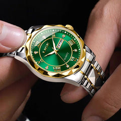 Stylish mens business watch with luminous hands