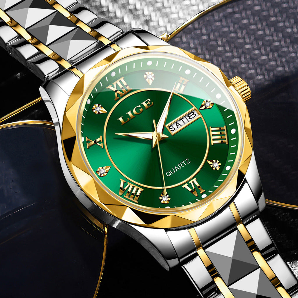 Men's multi-functional watch on white background
