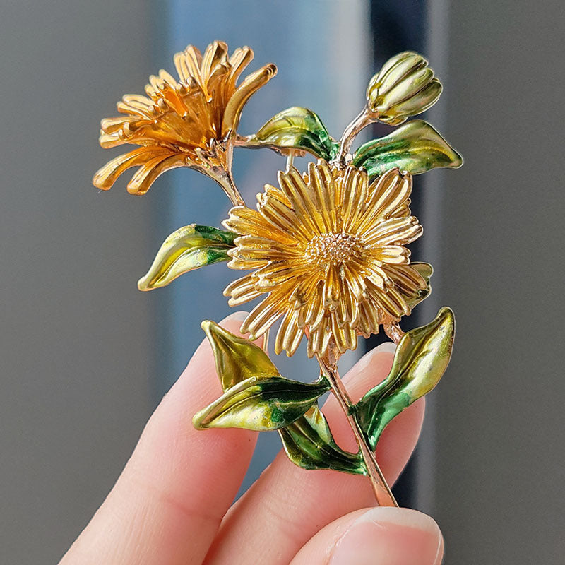 Chic Colourful Daisy Brooch Pin in pink-white