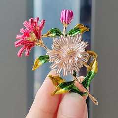 Purple Floral Enamel Brooch Pin
