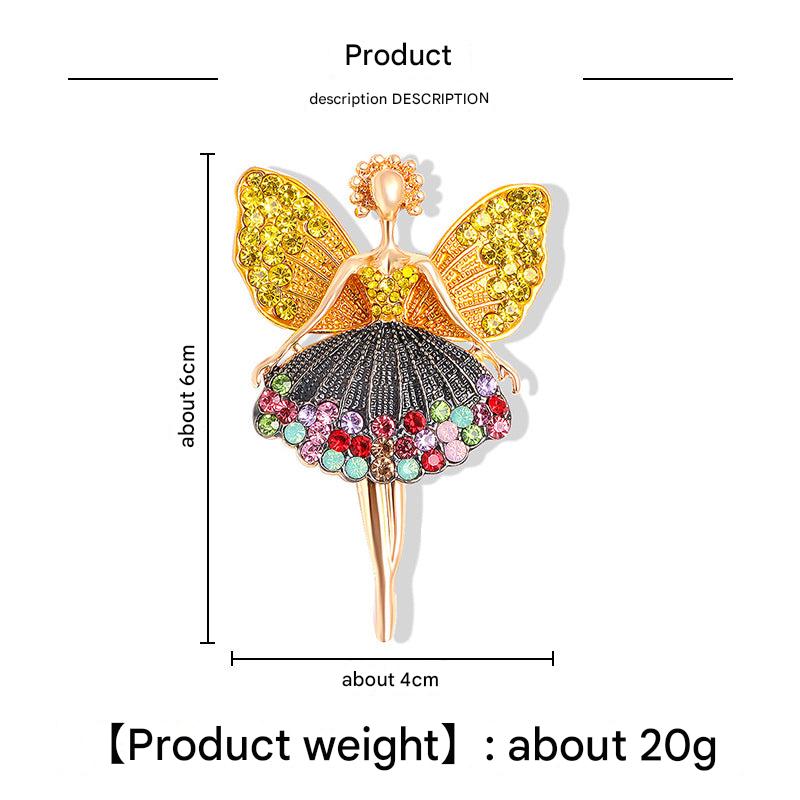 Side view of alloy ballet girl brooch shining