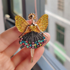 Flat lay of charming brooch with rhinestones