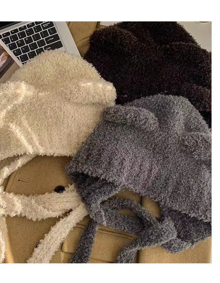 Plush winter hat with neck protection