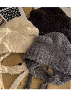 Plush winter hat with neck protection