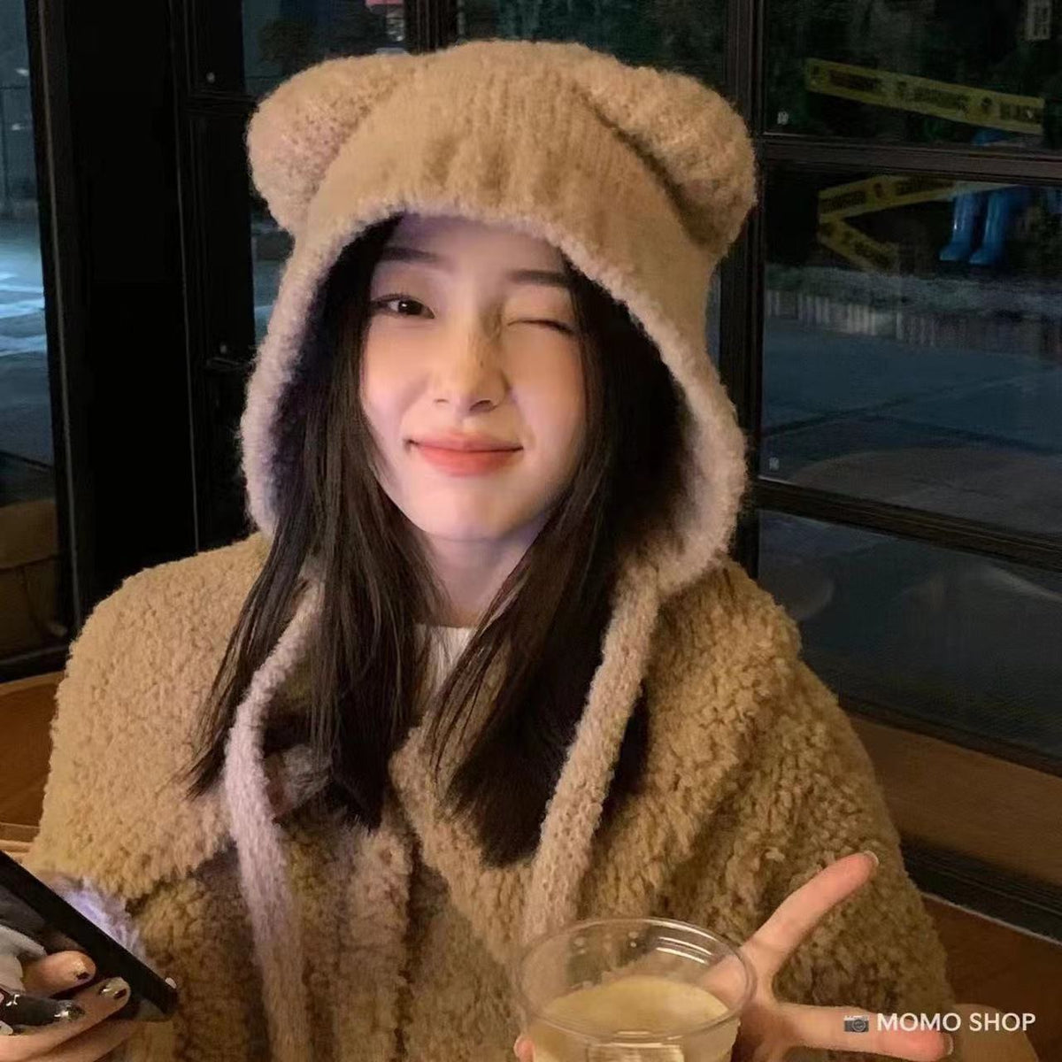 Stylish bear ear winter hat for women