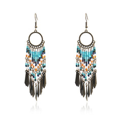 Vintage Bohemian Tassel Earrings with Colourful Beads image 1