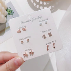 Stylish Korean Autumn Winter Pearl Bow Earrings Set - Image 2