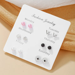 Stylish Korean Autumn Winter Pearl Bow Earrings Set - Image 8