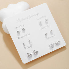 Stylish Korean Autumn Winter Pearl Bow Earrings Set - Image 9