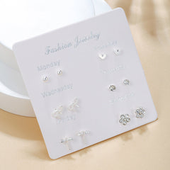 Stylish Korean Autumn Winter Pearl Bow Earrings Set - Image 2