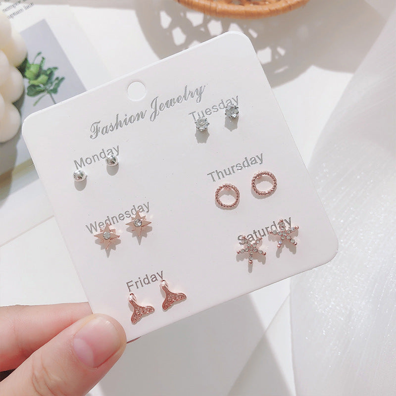 Stylish Korean Autumn Winter Pearl Bow Earrings Set - Image 3