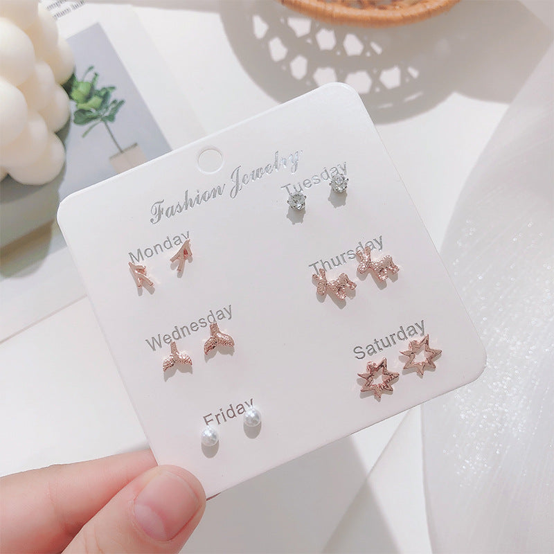 Stylish Korean Autumn Winter Pearl Bow Earrings Set - Image 4