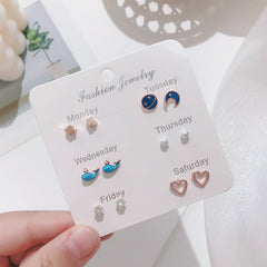 Stylish Korean Autumn Winter Pearl Bow Earrings Set - Image 5