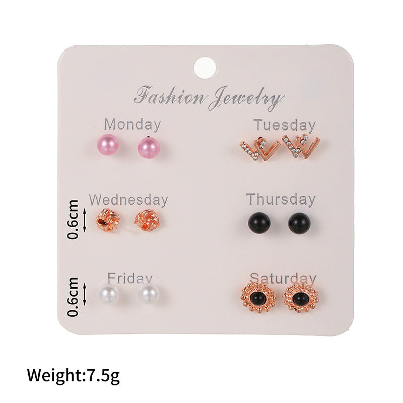 Stylish Korean Autumn Winter Pearl Bow Earrings Set - Image 5