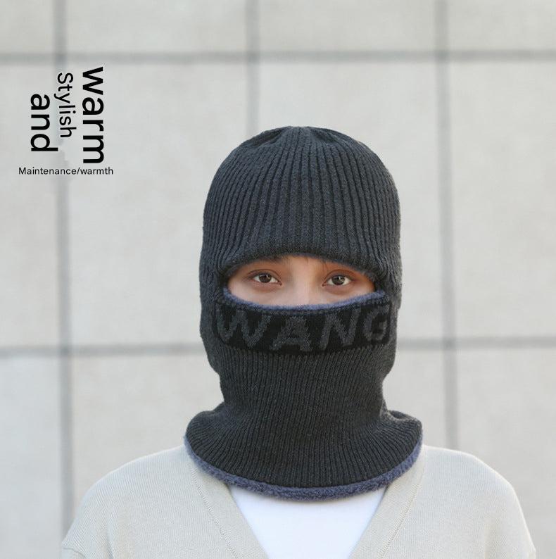Close-up of warm men's beanie with insulation